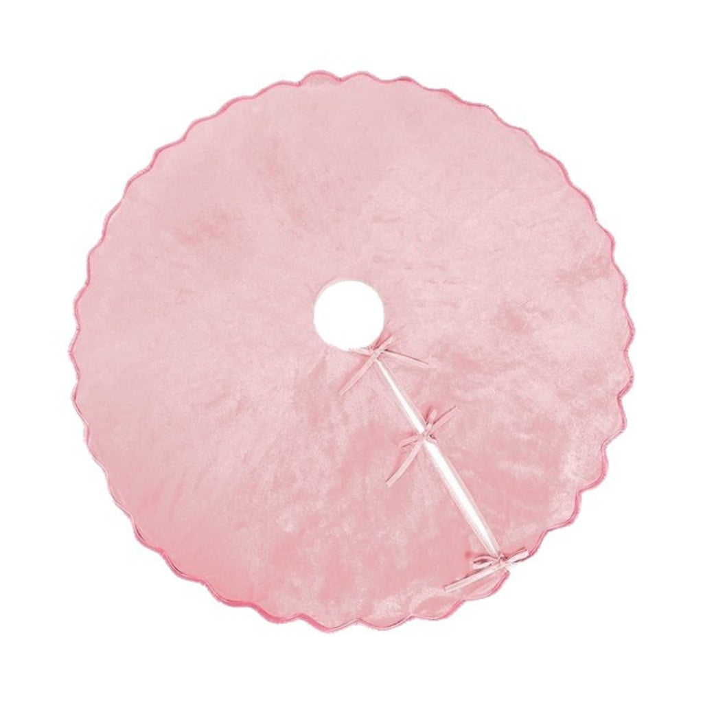 Pink Christmas Tree Skirt Velvet Tree Skirts, 48 Inch Xmas Decorations for Home Indoor Outdoor