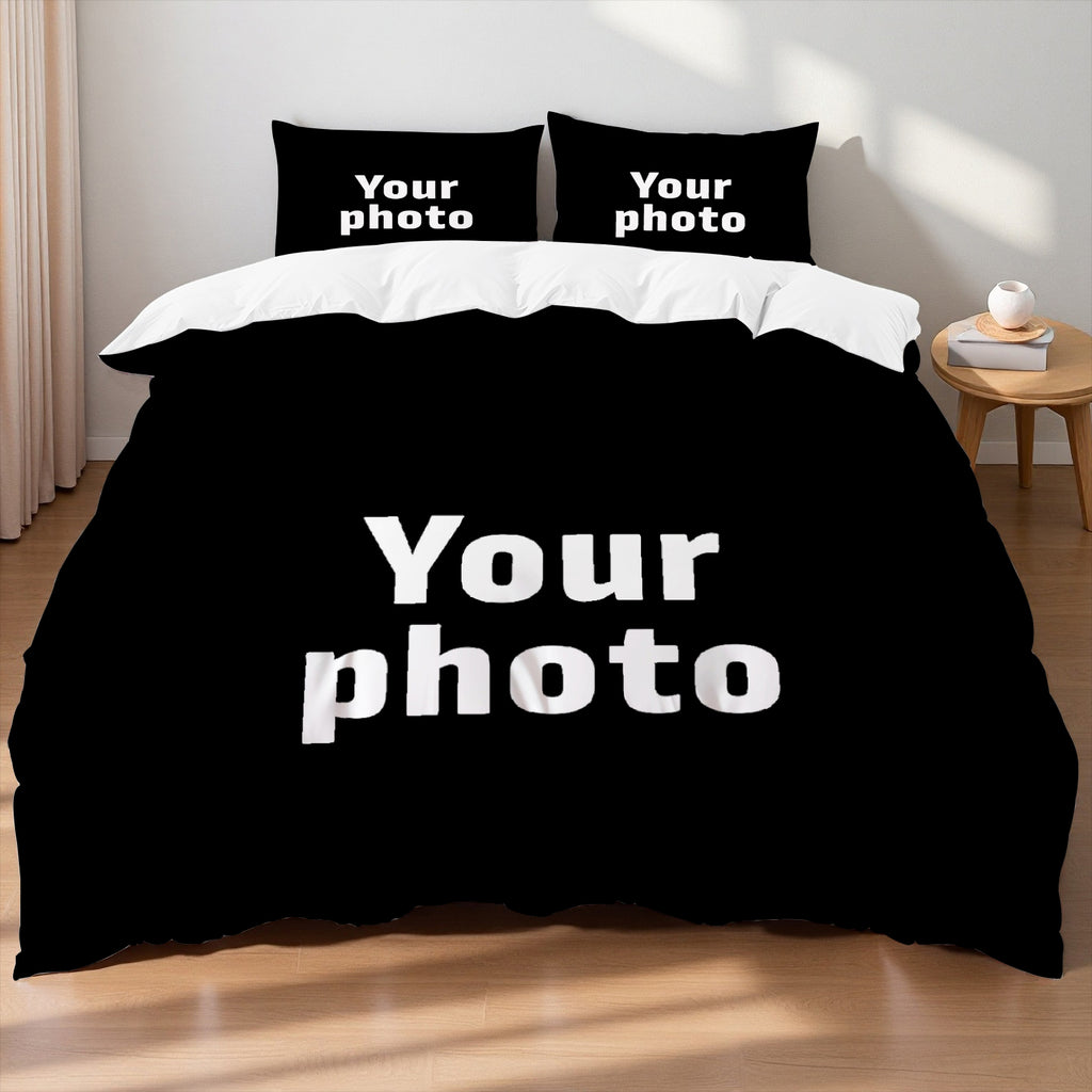 Polyester Sheet Set Personalized Your Photo Fitted Sheet + Flat Sheet + 1/2 Pillowcase Create Your Own Sheet Set Custom 3/4pcs Set